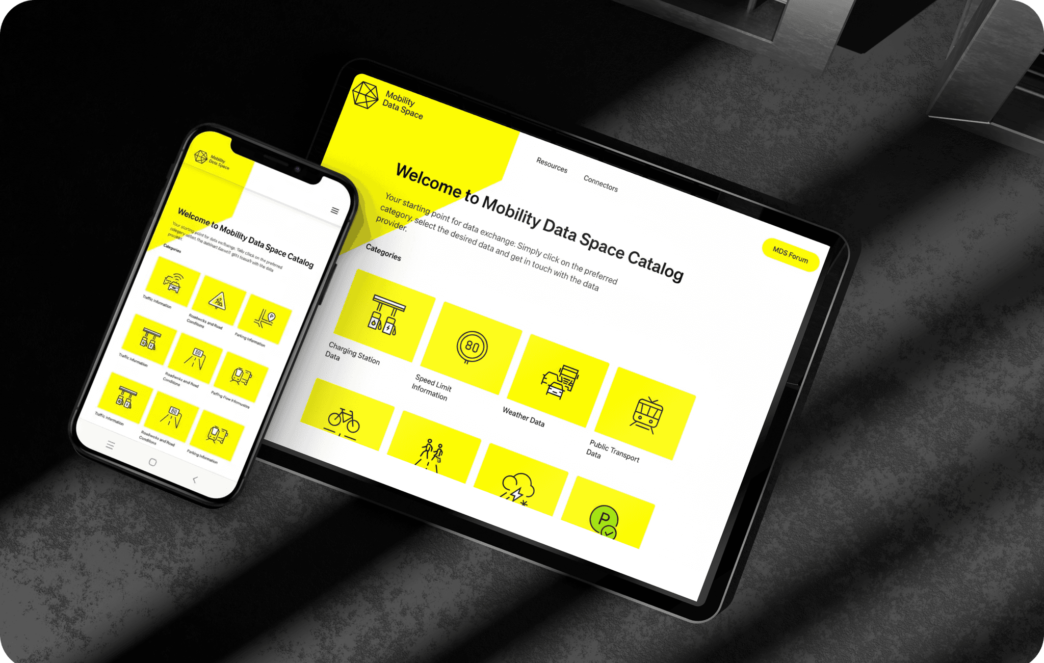 Mobility Data Space Website dargestellt auf Endgeräten