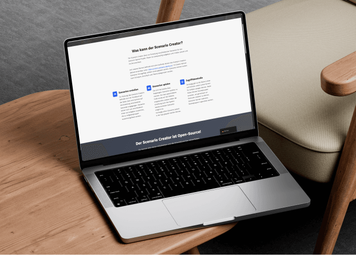 Scenario Games Website auf Laptop